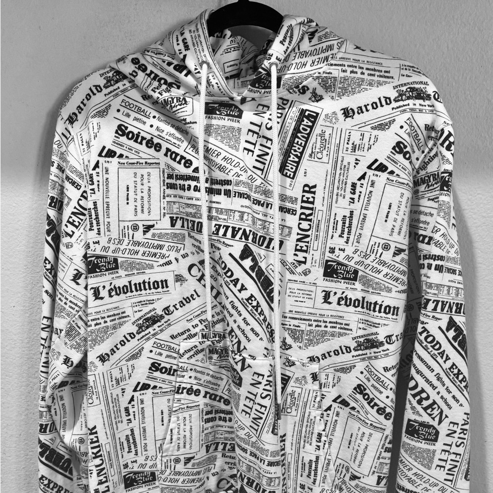 Sandro Newspapers Print Cotton Hoodie